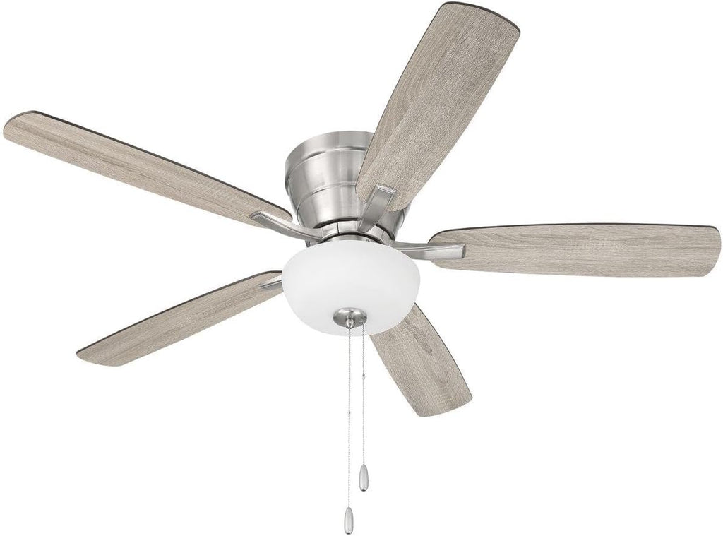 Craftmade 52' Wheeler Indoor Flush Mount 5 Blade Brushed Polished Nickel Finish Ceiling Fan with Single Bowl Light