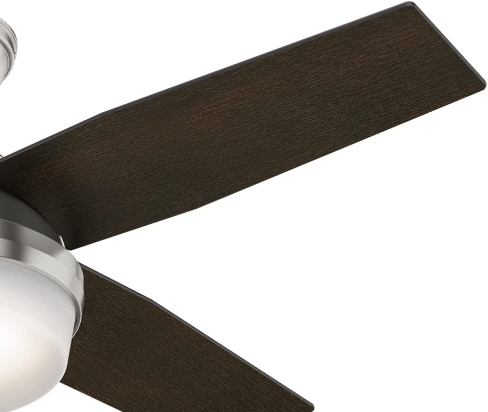Hunter Fan 44 inch Contemporary Brushed Nickel Finish Indoor Ceiling Fan with LED Light Kit and Remote Control (Renewed)