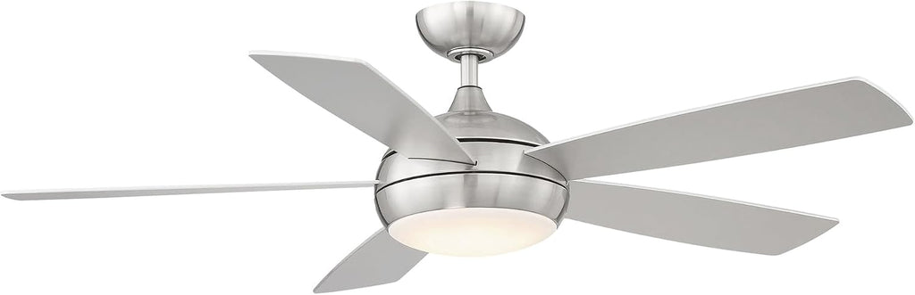WAC Ceiling Fans F-005L-BN Odyssey 52' Ceiling Fan with LED Lights and Remote, Brushed Nickel