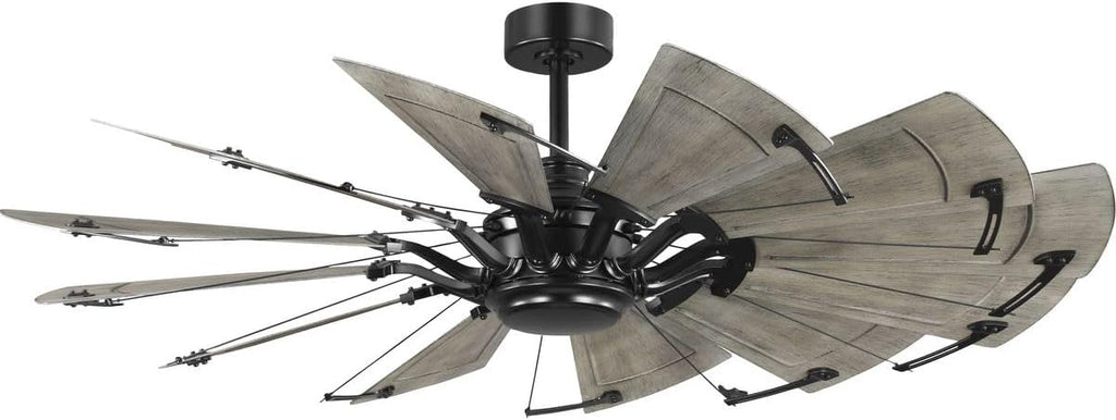 Progress Lighting P250098-31M Springer II - 12 Blade Ceiling Fan In Farmhouse Style-16.26 Inches Tall and 60 Inches Wide, Finish Color: Matte Black