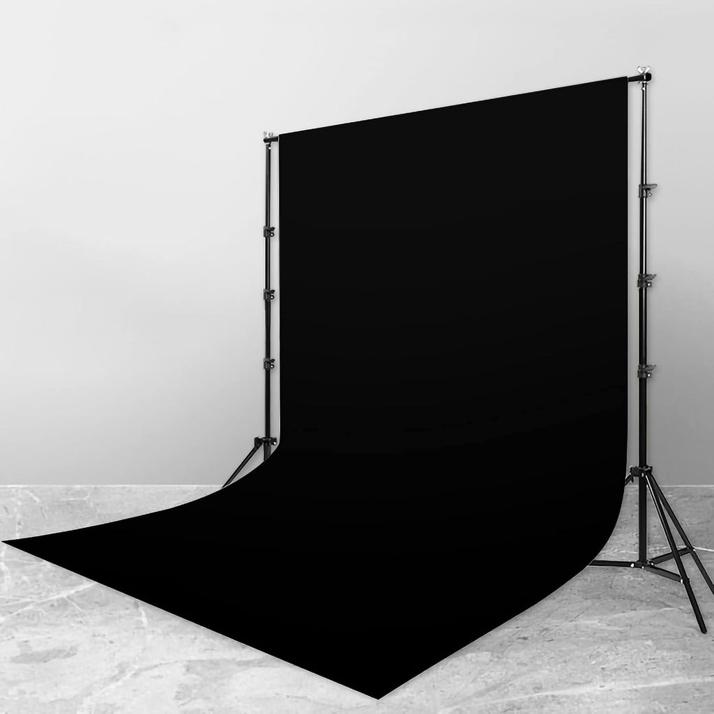 Adjustable Background Support Kit, Photo Background Cloth, Black, with 4 Backdrop Clamps, for Wedding, Party, Photography Studio Background Support (Size : 2x2m)