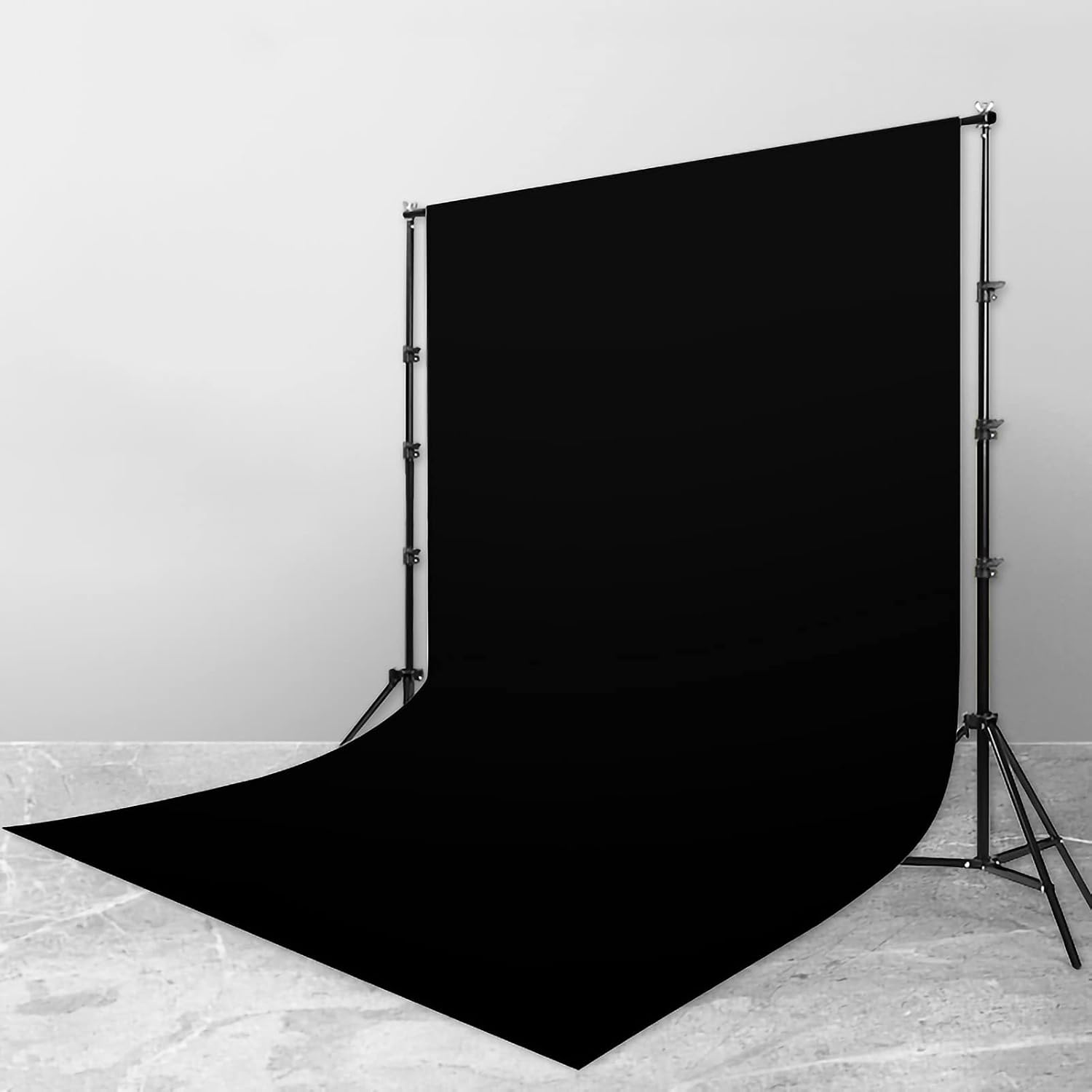 Adjustable Background Support Kit, Photo Background Cloth, Black, with 4 Backdrop Clamps, for Wedding, Party, Photography Studio Background Support (Size : 2x2m)
