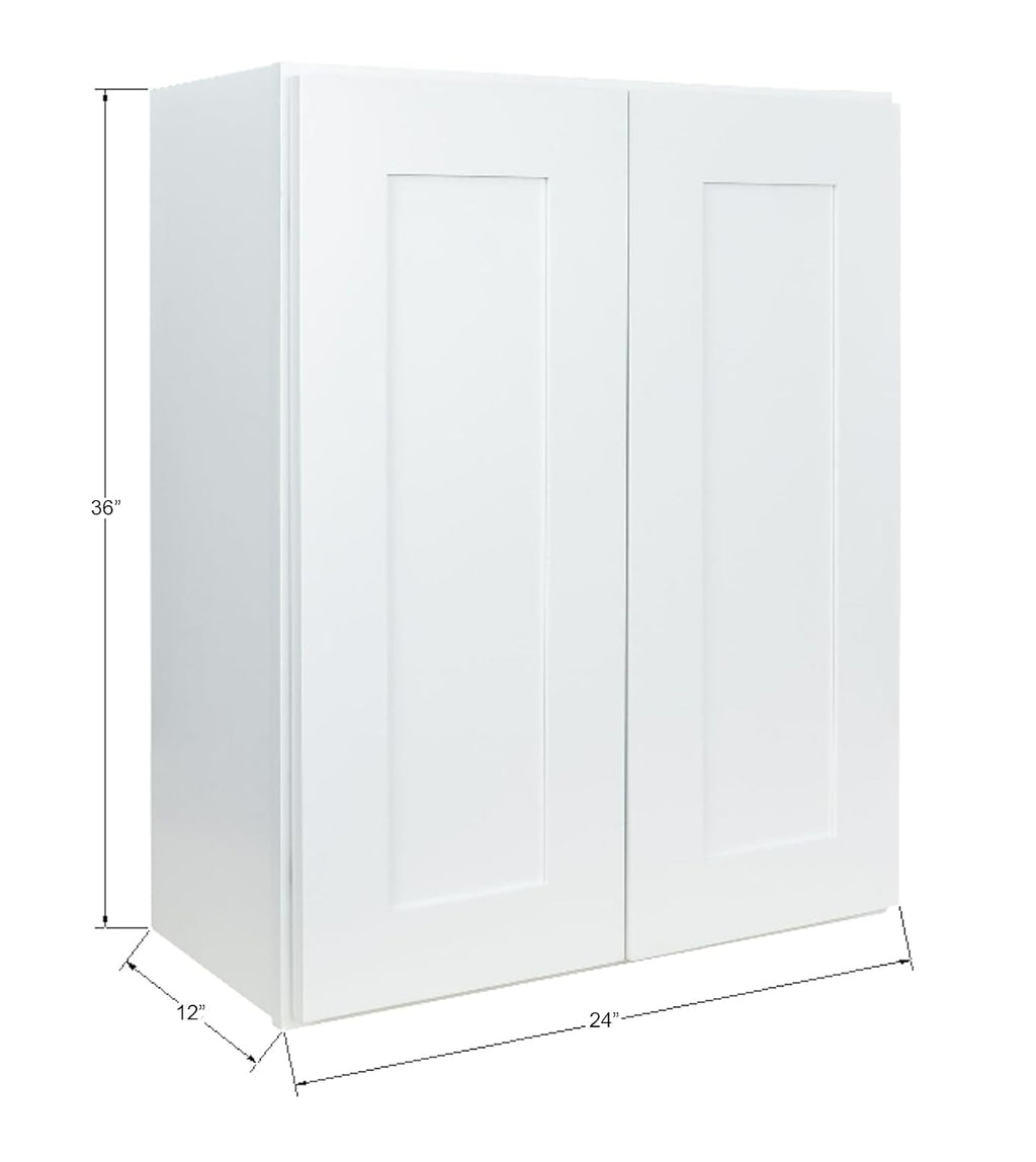 Hollywood Fabiani Design Wall Kitchen Cabinet 24 in. W x 12 in. D x 36 in. H in Shaker White Ready to Assemble