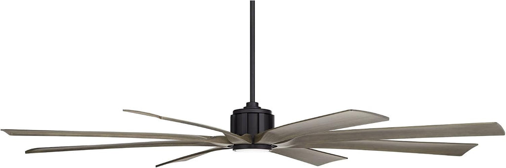 Possini Euro Design 80' Defender Modern Industrial Outdoor Ceiling Fan with Dimmable LED Light Remote Control Matte Black Damp Rated for Patio Exterior House Home Porch Gazebo Garage Barn