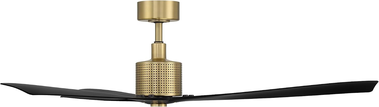 Modern Forms Spinster Indoor and Outdoor 3-Blade 60in Smart Ceiling Fan in Soft Brass Matte Black with 3000K LED Light Kit and Remote Control with Alexa and iOS or Android App