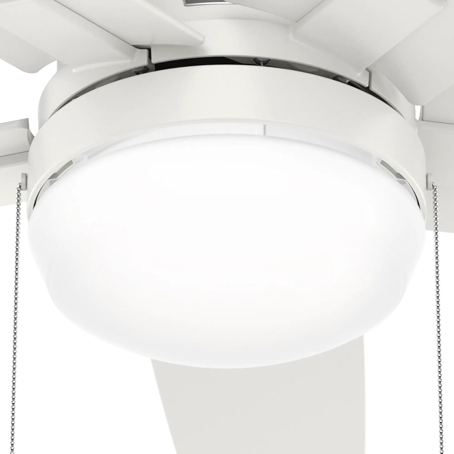 Hunter Fan 44 inch Indoor Ceiling Fan with LED Light, White Ceiling Fan with Pull Chain, For Bedroom,Office, Kitchen, Living Room, 5 Blades (Renewed)