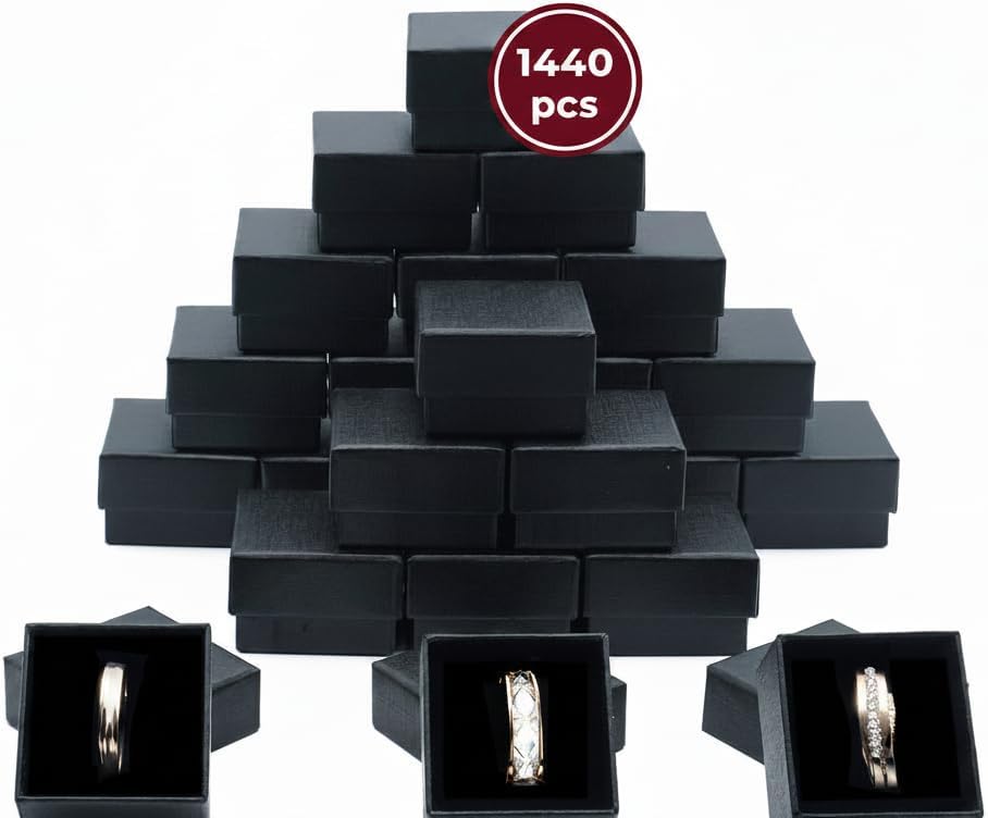 Marimor Jewelry Black Ring Gift Box With Foam and Velvet Insert Wholesale Pack Of (1440)