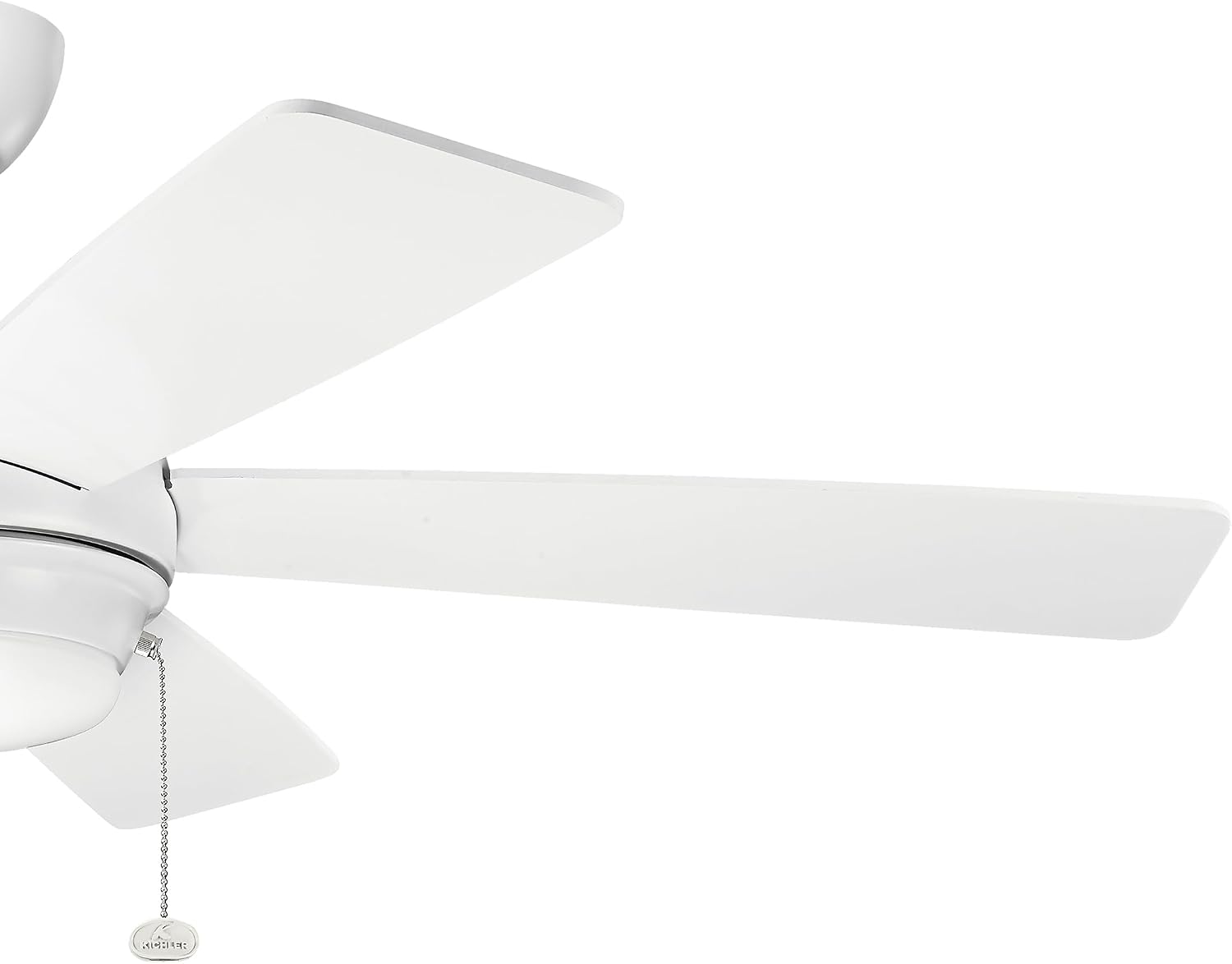 Kichler Starkk 52 in LED Ceiling Fan with Light, 5 Blade Modern White Ceiling Fan with Integrated LED Light and Downrod for Bedroom, Living Room, Kitchen, Dining Room, 330174MWH