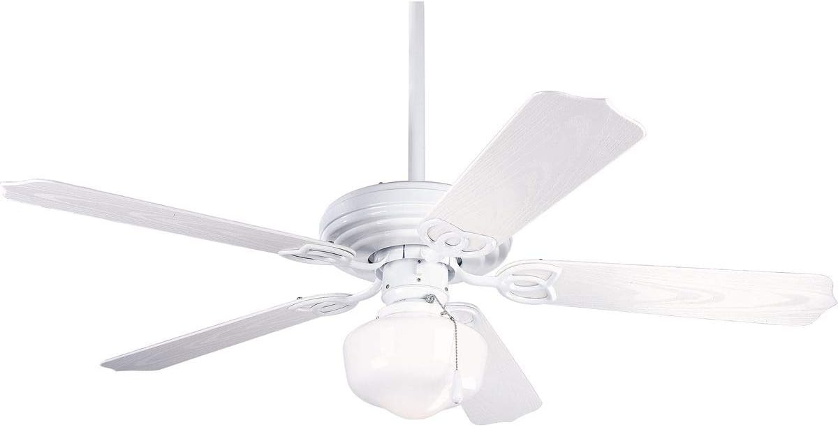 Progress Lighting P2502-30 52-Inch Patio Fan with 5 Blades and 3-Speed Reversible Motor White Fan with Abs White Blades for Outdoor Use, White