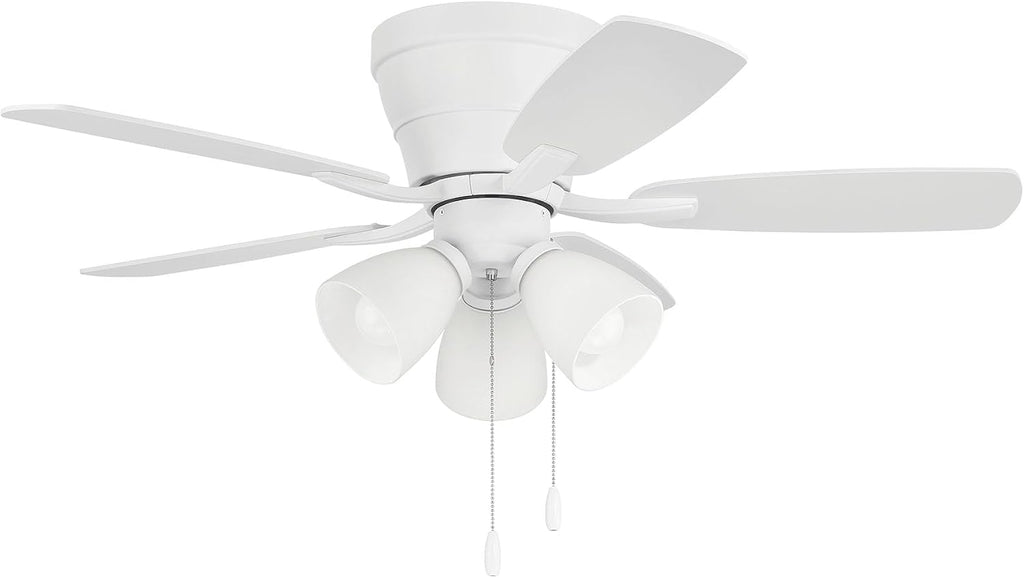 Craftmade 42' Wheeler Indoor Flush Mount 5 Blade White Finish Ceiling Fan with Optional 3-Light Kit