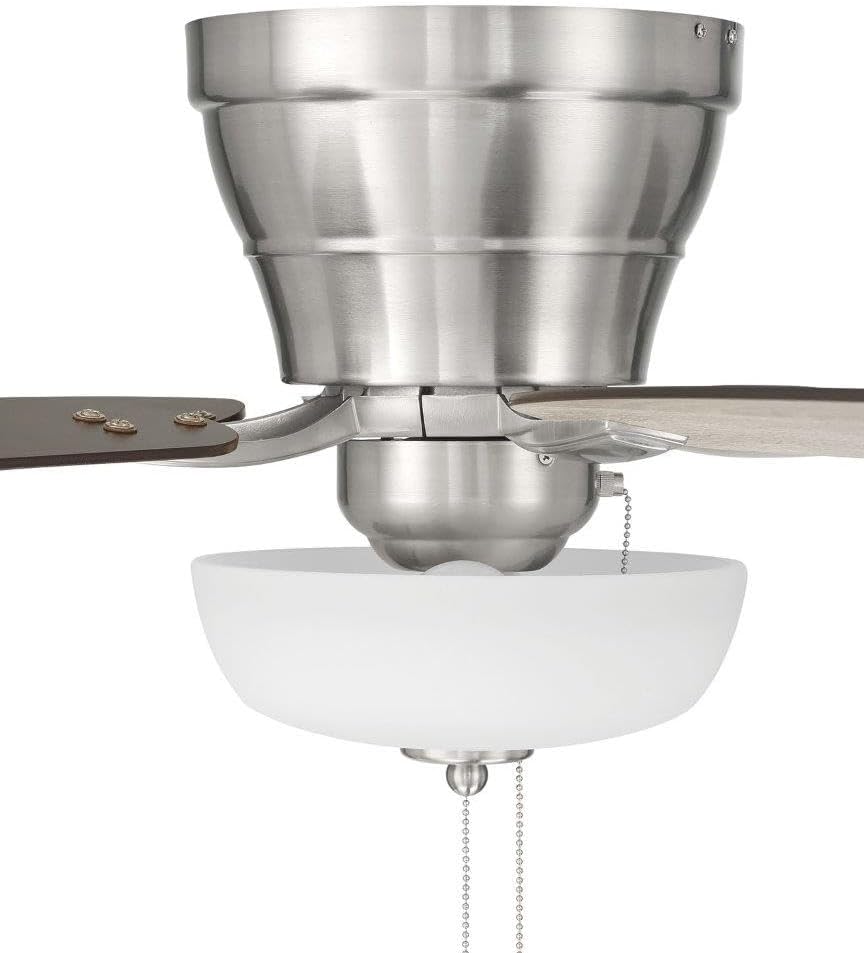 Craftmade 52' Wheeler Indoor Flush Mount 5 Blade Brushed Polished Nickel Finish Ceiling Fan with Single Bowl Light