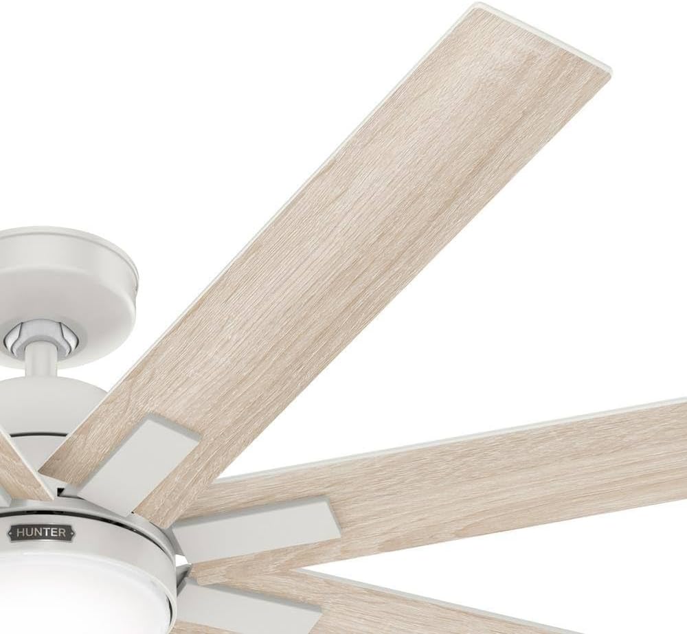 Hunter Fan 60 inch Ceiling Fan with Light and Remote, Outdoor or Indoor White Ceiling Fan for Porch, Living Room, Office, Kitchen, Garage, 8 Blades (Renewed)