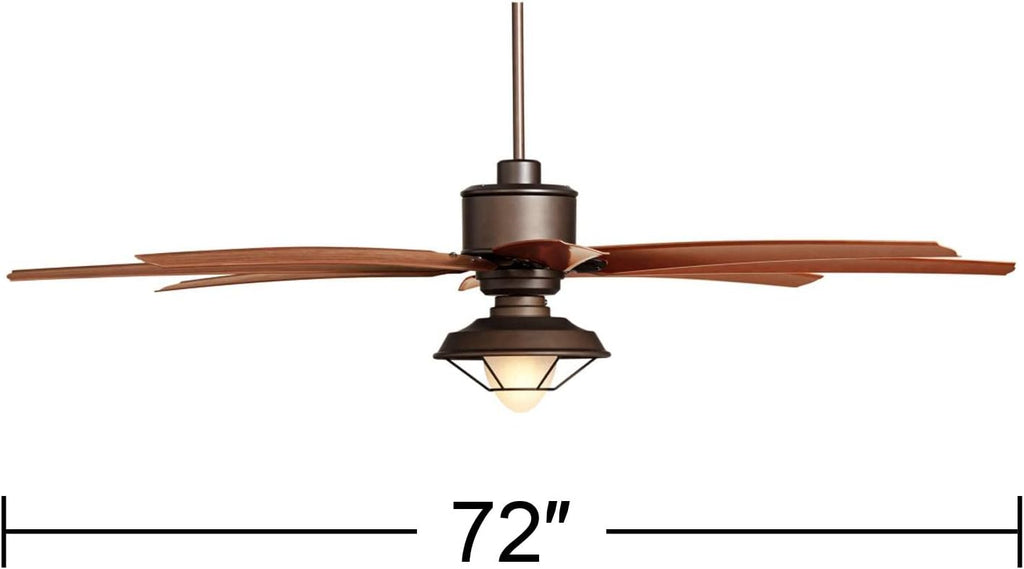 Casa Vieja 72' Predator Indoor Outdoor Ceiling Fan with Light LED Remote Control English Bronze Cherry Blades Hooded Caged Frosted Glass Damp Rated Patio Exterior House Porch Gazebo Garage Barn
