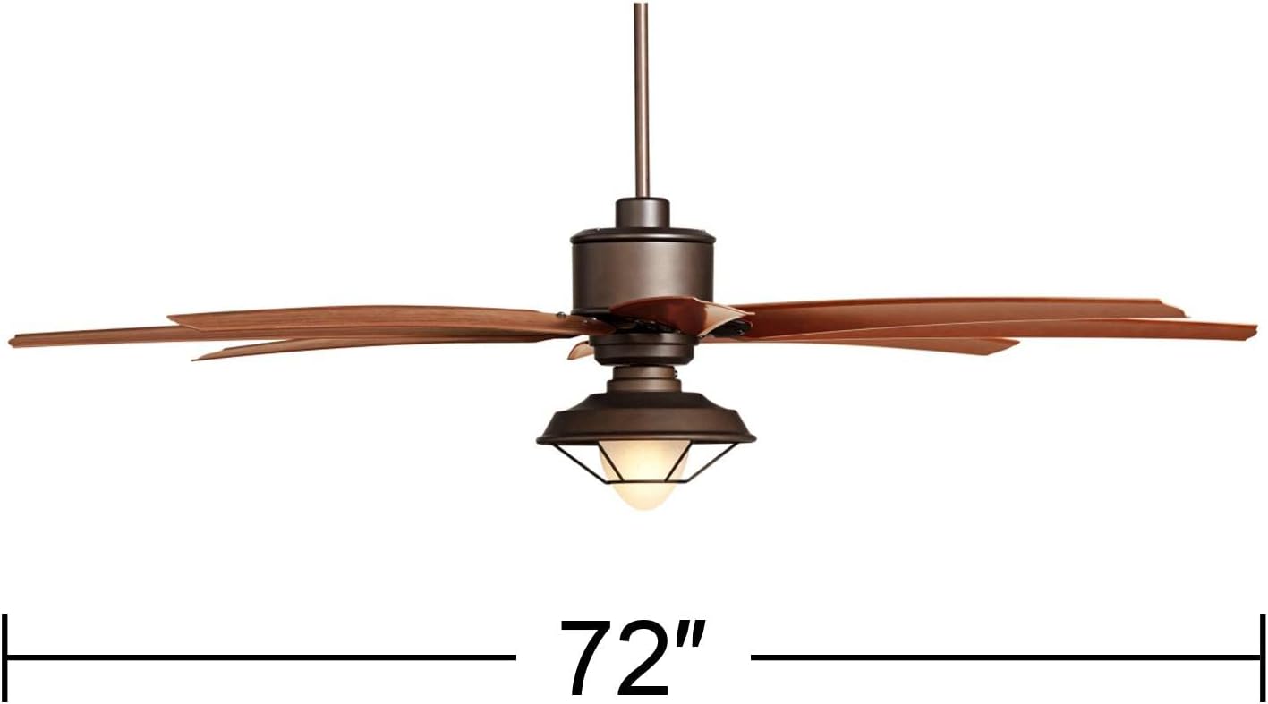 Casa Vieja 72' Predator Indoor Outdoor Ceiling Fan with Light LED Remote Control English Bronze Cherry Blades Hooded Caged Frosted Glass Damp Rated Patio Exterior House Porch Gazebo Garage Barn