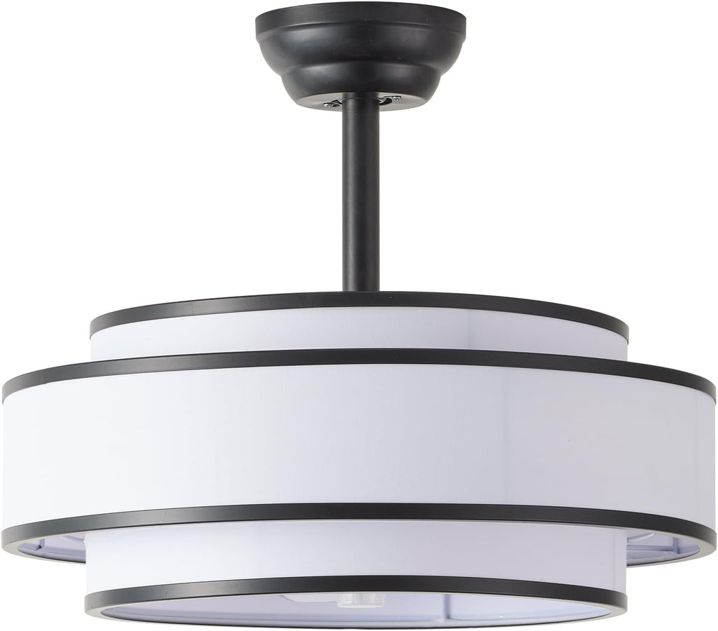 20' Caged Ceiling Fans with Lights and Remote, Fandelier Ceiling Fan with Light, Modern Bladeless Quiet Reversible Motor 6 Speeds for Bedroom, Nursery, Living Room, Black