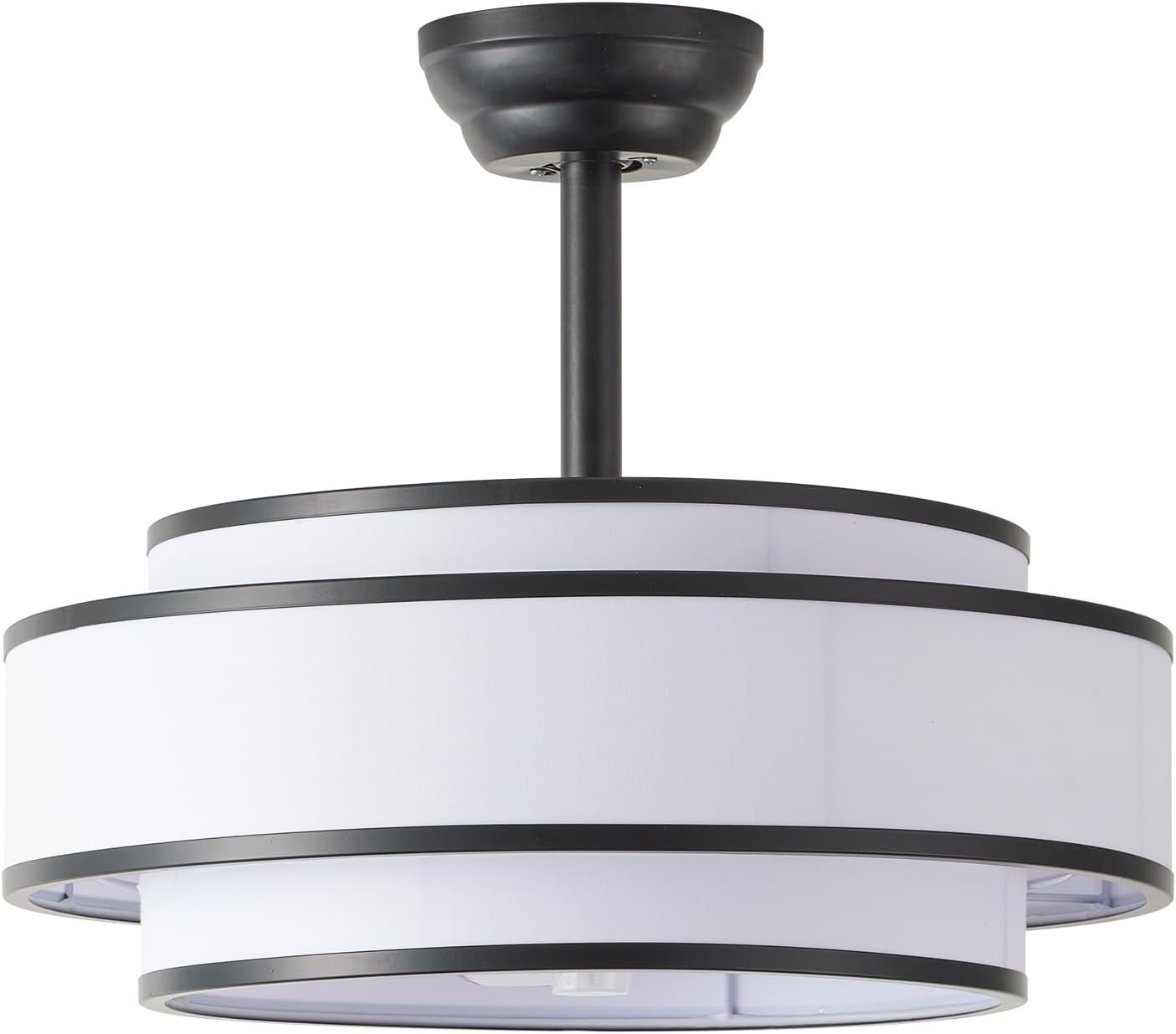 20' Caged Ceiling Fans with Lights and Remote, Fandelier Ceiling Fan with Light, Modern Bladeless Quiet Reversible Motor 6 Speeds for Bedroom, Nursery, Living Room, Black