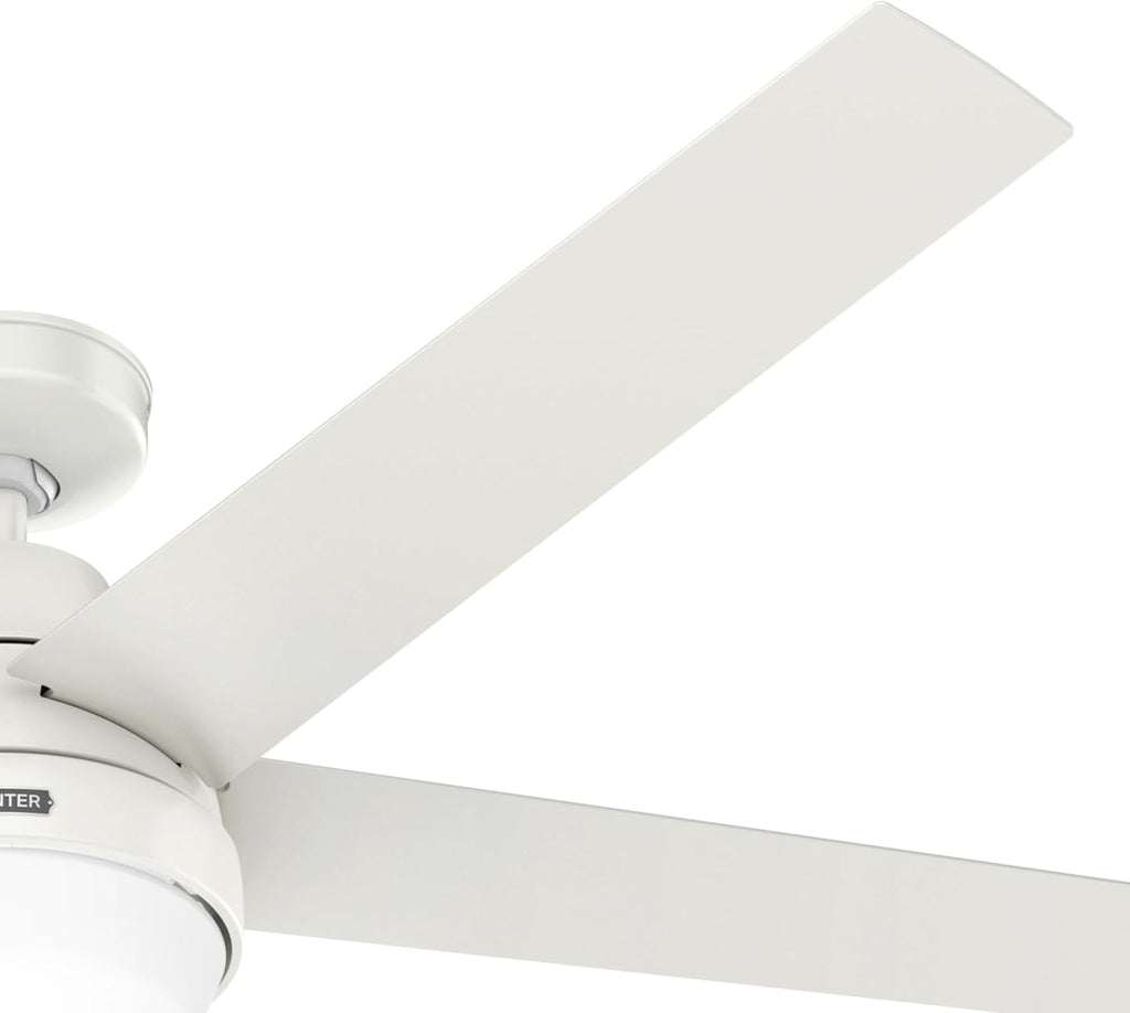 Hunter - Aerodyne Indoor Ceiling Fan With Light, Remote, 60-inch, Fresh White, Casual-style, 6-speed DC Motor, Energy Star, WiFi Smarthome, 52832, for living rooms, bedrooms, home offices, kitchens