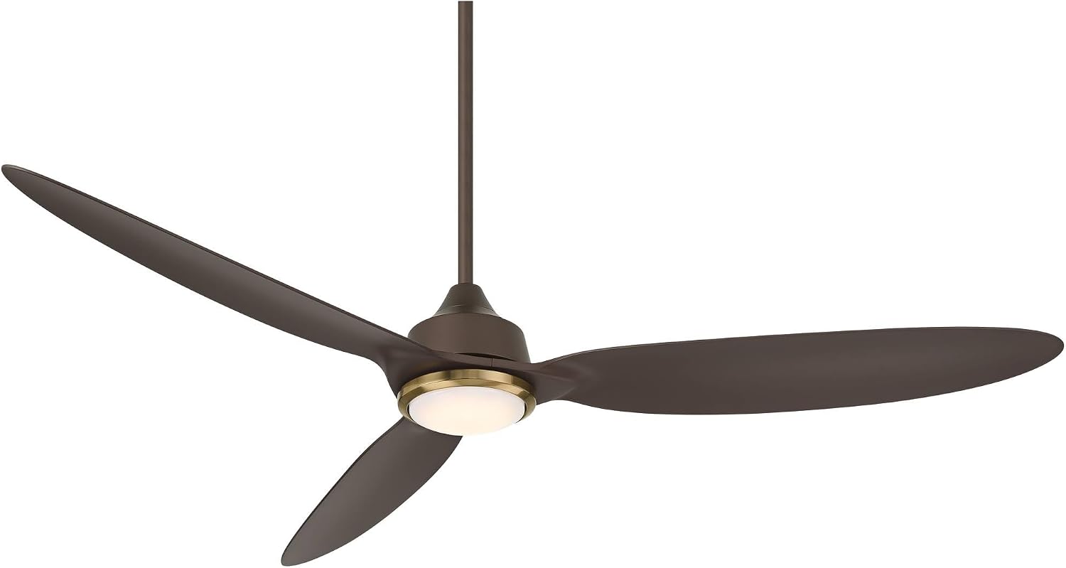 Casa Vieja 60' Revere Mid Century Modern Indoor Outdoor Ceiling Fan 3 Blade Customize LED Remote Control Emperial Bronze Finish Blades Bedroom Patio Living Room Kitchen Damp Rated Decorative