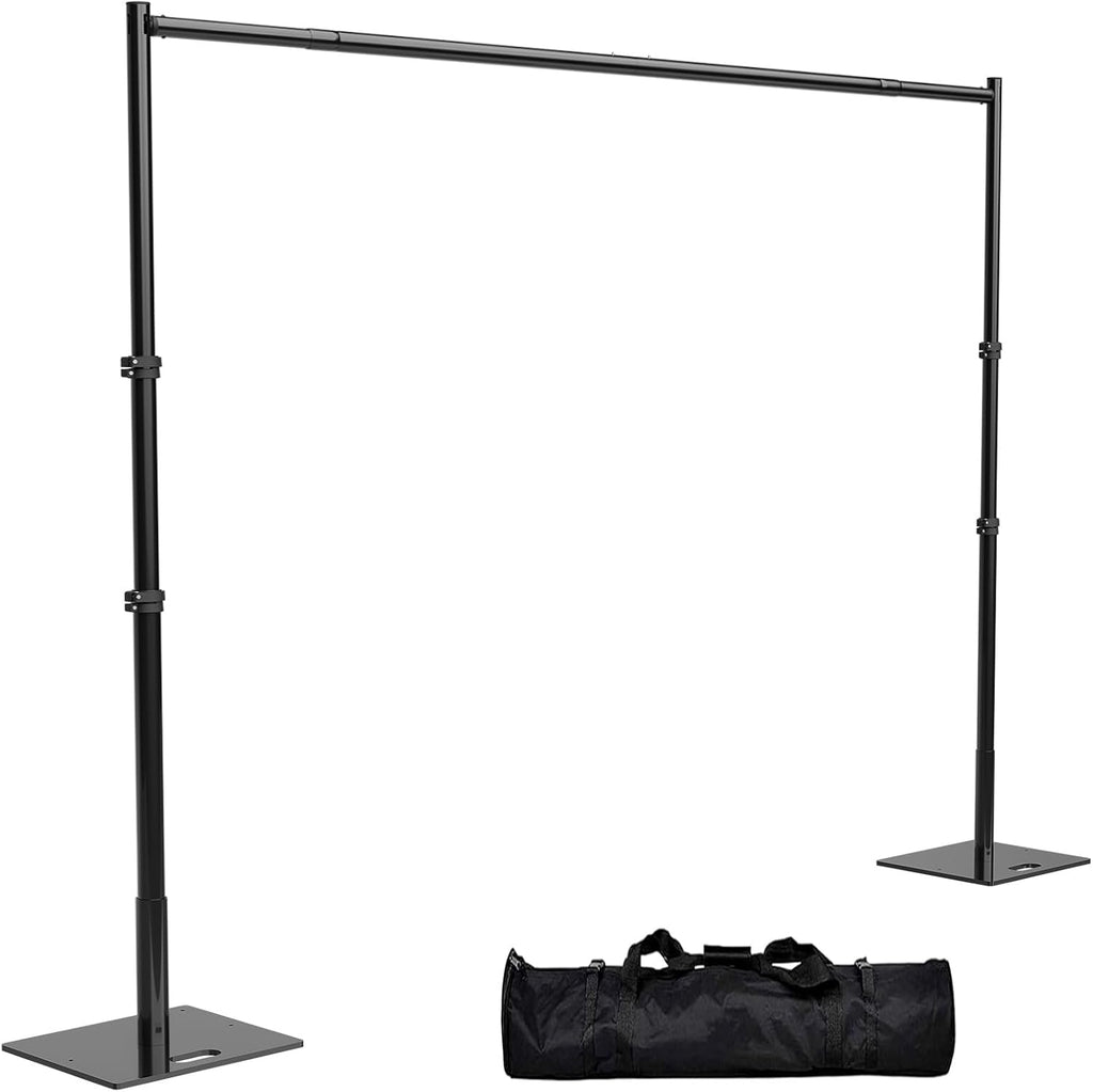 TOCRETOARE Heavy Duty Backdrop Stand, 10x10ft Pipe and Drape Backdrop Stand Kit with Upgrade Clip on Telescopic Poles Frame and Metal Base, Background Holder for Parties Wedding Birthday Photography