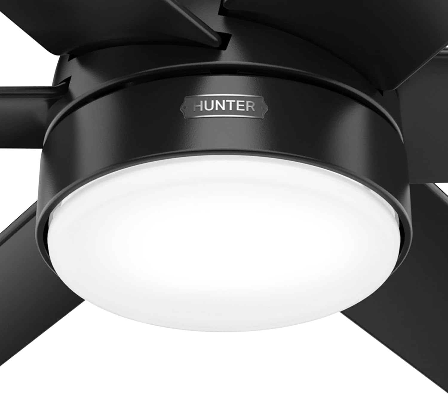 Hunter 60 inch Outdoor or Indoor Ceiling Fan with LED Light - Black Ceiling Fan with Wall Control, For Patio, Garage, or Porch, Quiet, Standard Mount, 6 Blades - Skysail 51875, Matte Black