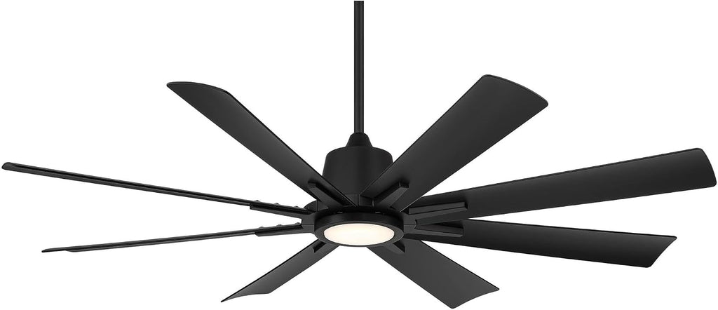 Casa Vieja 54' Inspirit Modern Indoor Outdoor Ceiling Fan 8 Blade LED Light Remote Control Matte Black Finish Blades Bedroom Patio Living Room Kitchen Damp Rated Decorative DC Motor Garage Exterior