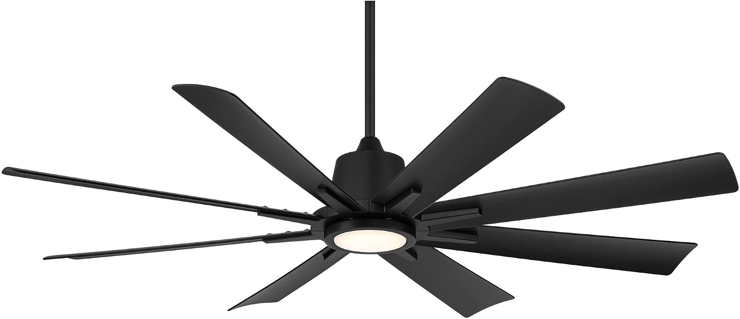 Casa Vieja 54' Inspirit Modern Indoor Outdoor Ceiling Fan 8 Blade LED Light Remote Control Matte Black Finish Blades Bedroom Patio Living Room Kitchen Damp Rated Decorative DC Motor Garage Exterior