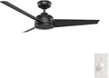 Hunter 52 inch Outdoor or Indoor Ceiling Fan No Light - Black Ceiling Fan without Light, For Patio, Porch, Garage, or Living Room, Standard Mount, 3 Blades, Wall Control - Trimaran 59609, Matte Black