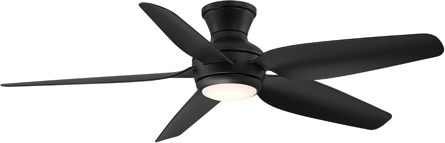 Casa Vieja 52' Del Diego Modern Industrial Hugger Indoor Outdoor Ceiling Fan with LED Light Remote Control Matte Black Damp Rated for Patio Exterior House Home Porch Gazebo Garage Barn