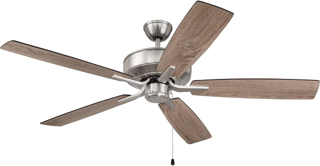 Craftmade 52' Pro Plus P52BNK5-52DWGWN Indoor Fan with in Brushed Polished Nickel with Reversible Greywood/Grey Walnut Blades