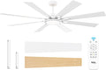 TCL Ceiling Fans with Lights and Remote: 8 Blades, Quiet Reversible DC Motor, Dimmable Super Bright LED, Noiseless Large Modern Fan for Room, Outdoor, Commercial and Industrial Use (White, 62 Inch)