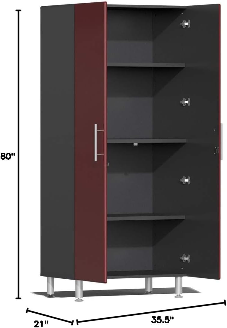 Ulti-MATE UG22620R 2-Piece Tall Garage Cabinet Kit in Ruby Red Metallic