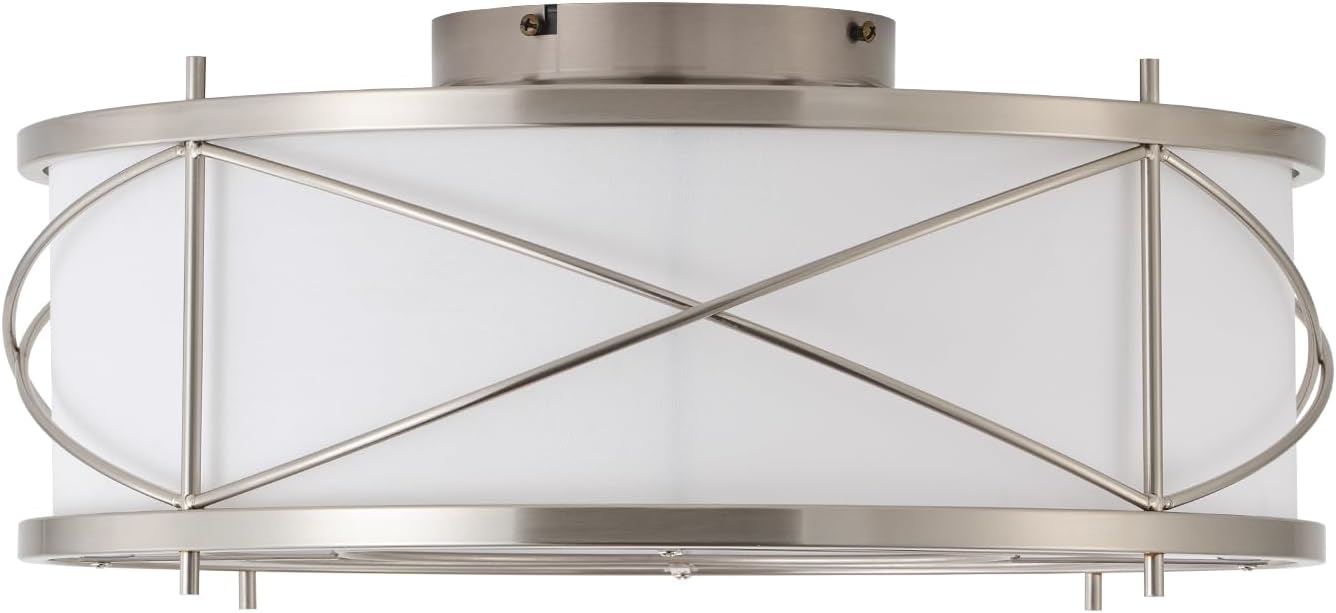 Silver Flush Mount Boho Ceiling Fan with Lights, 20' Caged Rattan Ceiling Fans with Light and Remote, Enclosed with 6 Speeds for Living Room, Bedroom, Nursery
