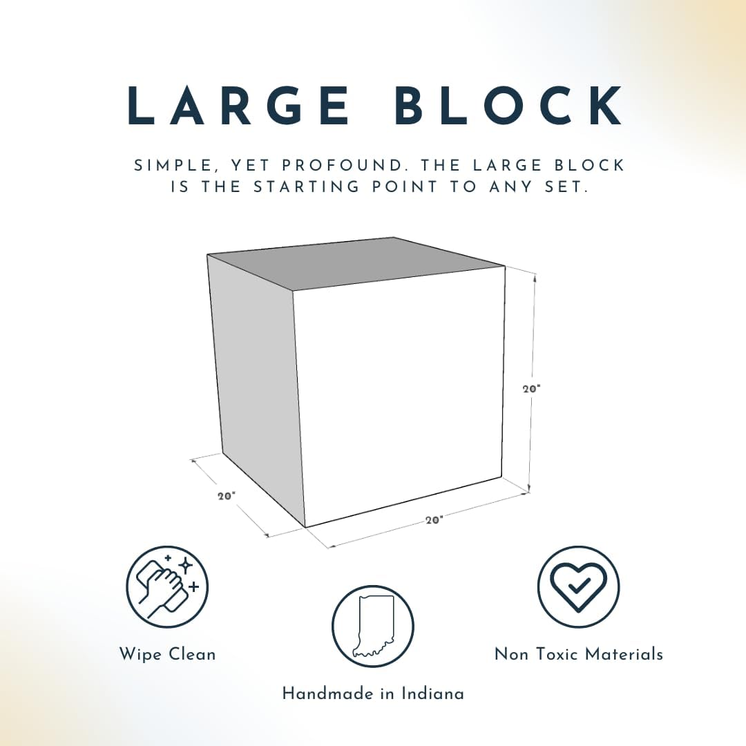 Foamnasium Large Block, Indoor Foam Playset, Soft Toddler and Active Kids Play Foam Block for Crawling, Climbing, and Jumping, Made in The US, Gull Gray