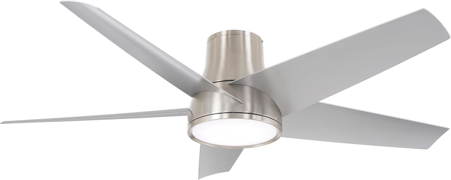 Minka Aire F782L-BNW Chubby II 58' Outdoor Hugger with LED Lights and Remote Control, Brushed Nickel Wet