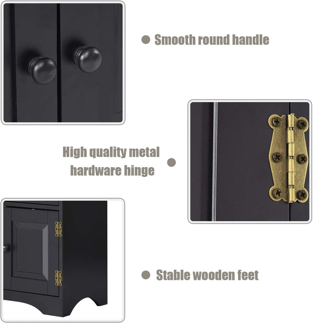 Giantex Accent Floor Storage Cabinet Adjustable Shelves Antique 2-Door Low Floor Cabinet Pantry 24' Lx13 Wx49 H (Black)