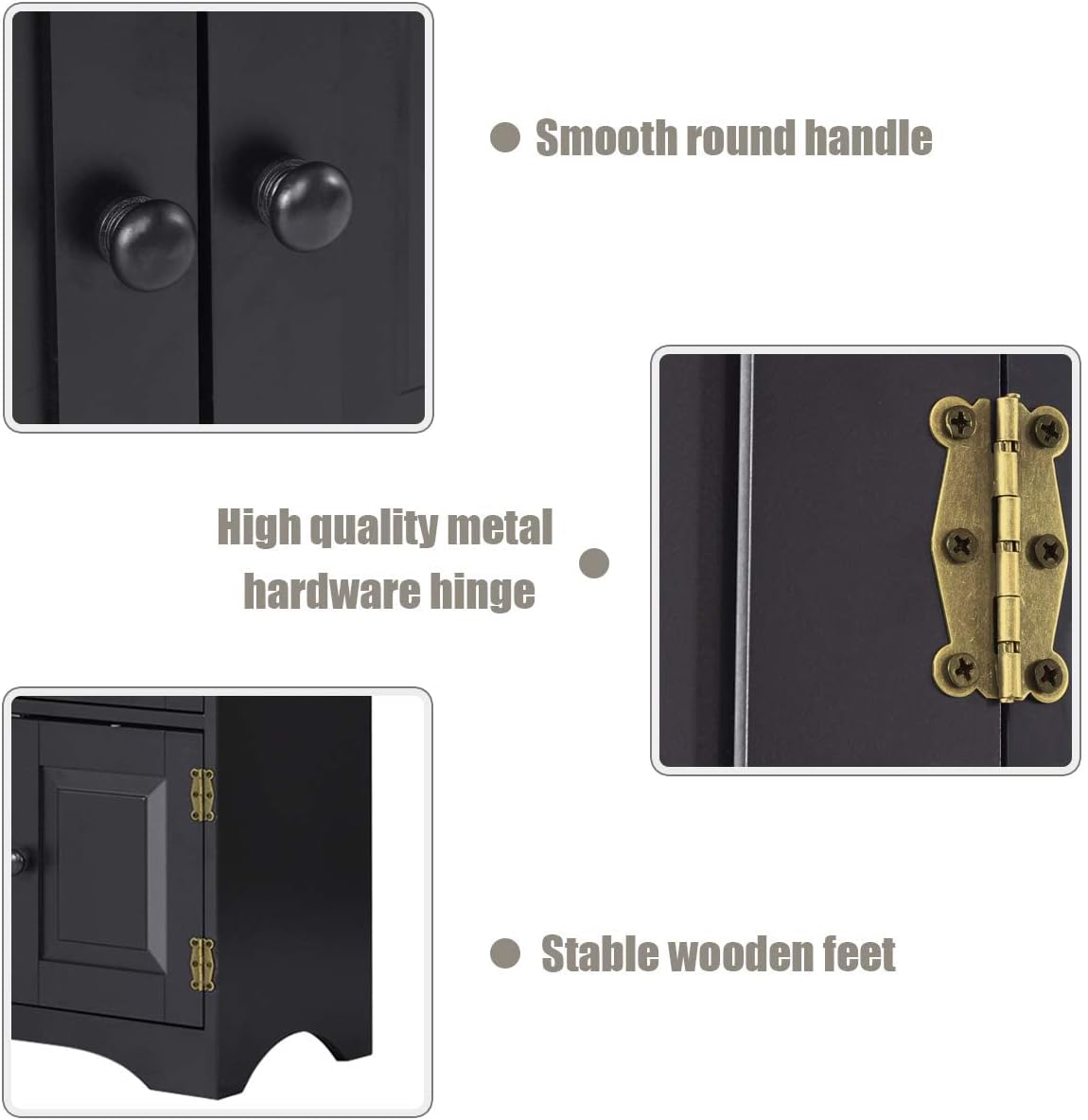 Giantex Accent Floor Storage Cabinet Adjustable Shelves Antique 2-Door Low Floor Cabinet Pantry 24' Lx13 Wx49 H (Black)