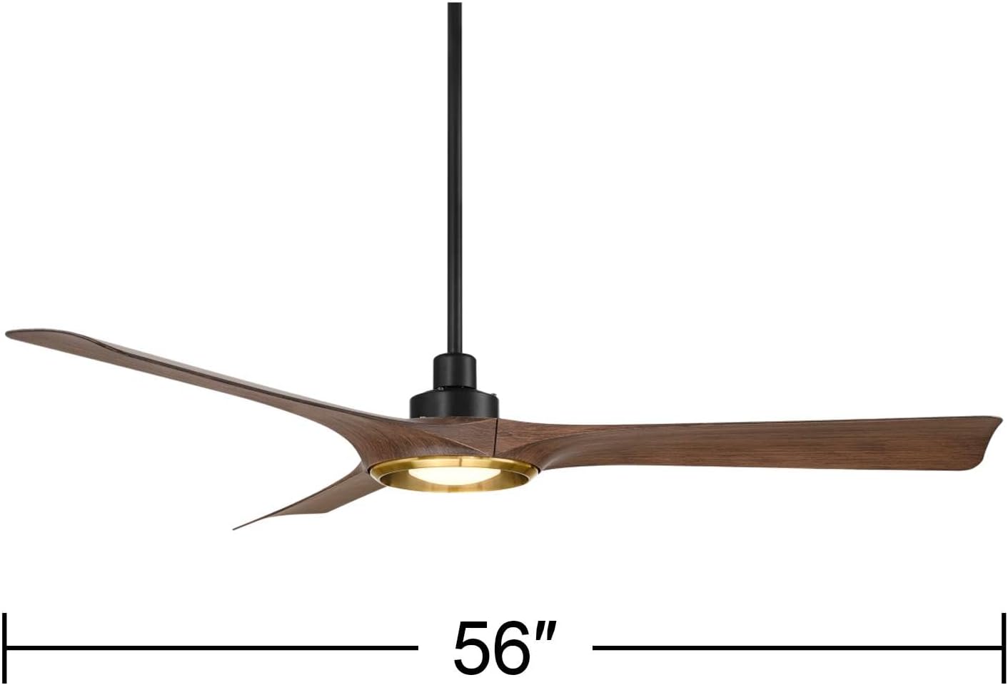 Casa Vieja 56' Ethos Modern Industrial Indoor Outdoor Ceiling Fan 3 Blade LED Light Remote Control Matte Black Brown Dark Walnut Finish Blades Bedroom Patio Living Room Damp Rated Decorative