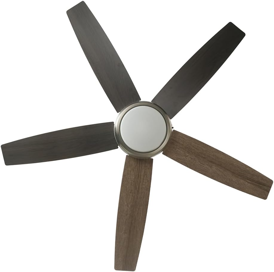 Good Housekeeping 63011R-BN Lanier Falls 52' Ceiling Fan with 5 Reversible Blades, Integrated LED & Remote Control, Brushed Nickel