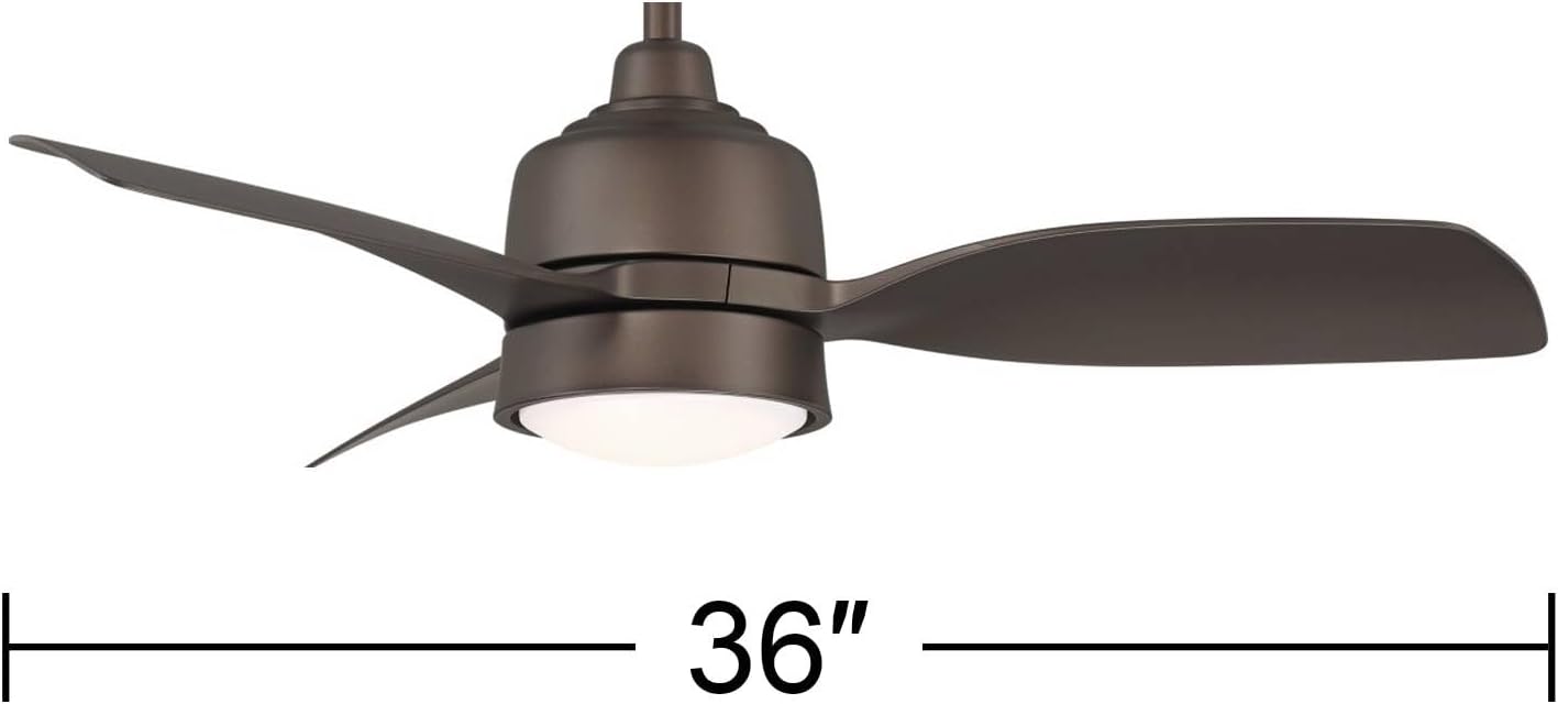 Casa Vieja 36' Verdin Modern Indoor Outdoor Ceiling Fan 3 Blade LED Light Remote Control Emperial Bronze Finish Brown Blades Bedroom Living Room Kitchen Garage Dining Damp Rated Decorative Dimmable