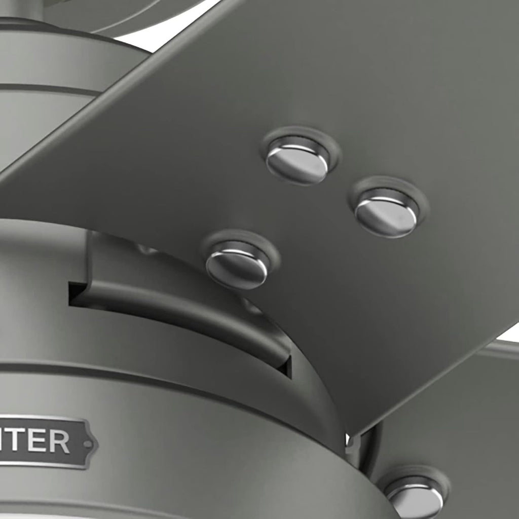 Hunter Fan 52 Inch Casual Matte Silver Finish Outdoor Ceiling Fan with LED Light Kit and Pull Chain (Renewed)