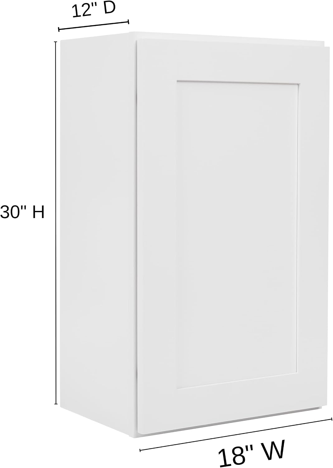 White Shaker Wall Cabinet - Ready to Assemble, Perfect for Kitchen, Laundry, and Bathroom Storage - 18' W x 30' H x 12' D