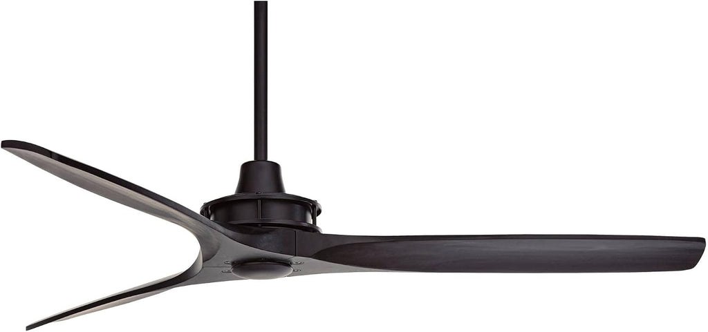 Casa Vieja 52' Windspun Modern Indoor 3 Ceiling Fan with Remote Control Matte Black Solid Wood for Living Room Kitchen House Bedroom Family Dining Home Office