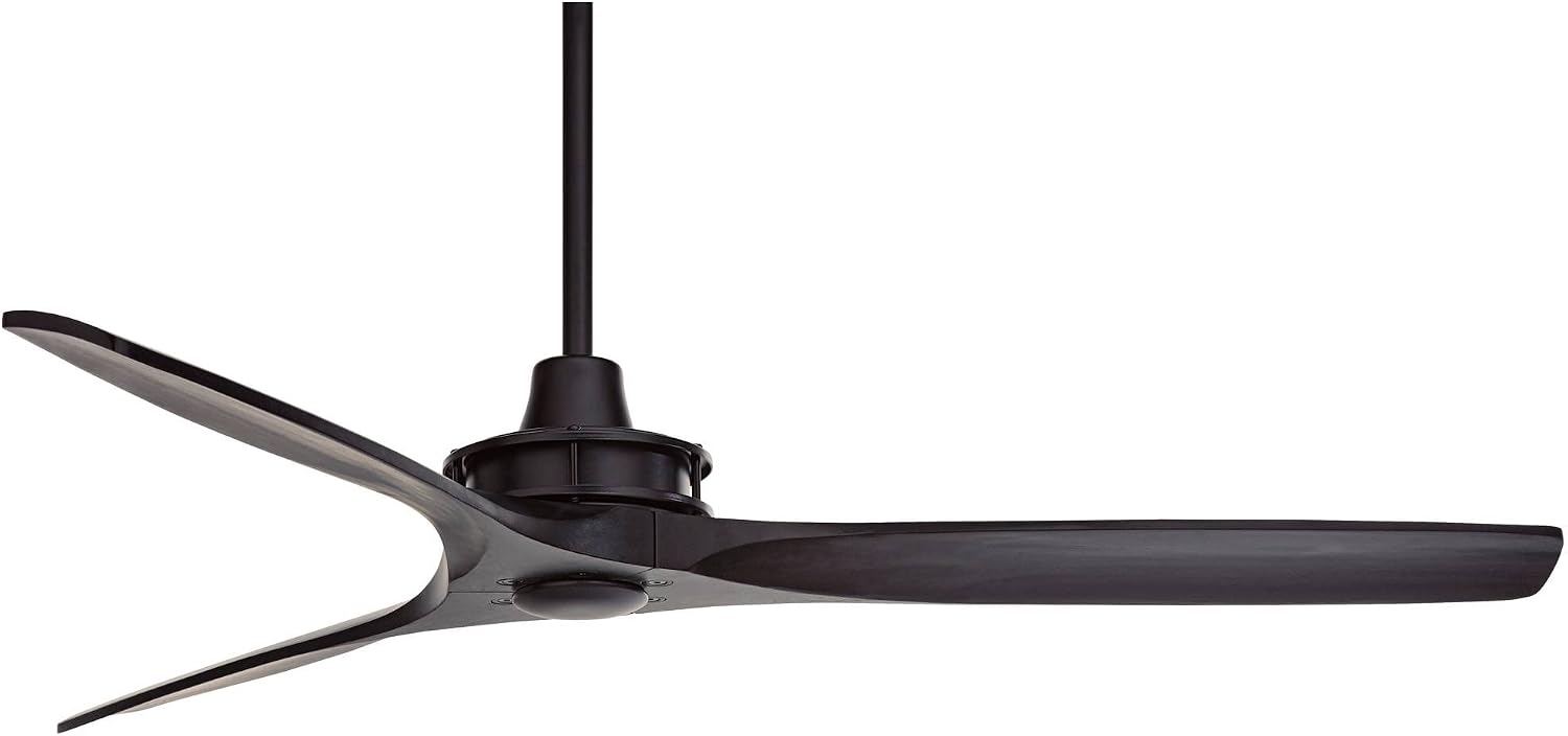 Casa Vieja 52' Windspun Modern Indoor 3 Ceiling Fan with Remote Control Matte Black Solid Wood for Living Room Kitchen House Bedroom Family Dining Home Office