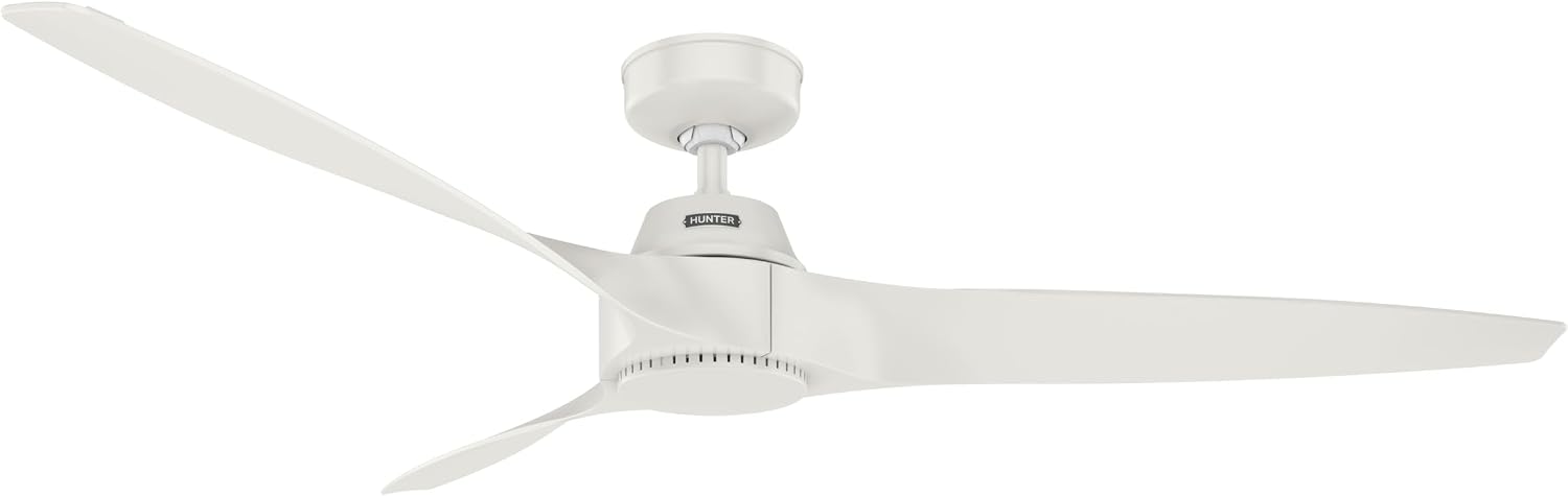 Hunter Fan 60 inch Ceiling Fan with No Light, Outdoor or Indoor White Ceiling Fan for Porch, Living Room, Office, Kitchen, Garage, 3 Blades (Renewed)