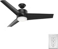 Hunter 54 inch Outdoor or Indoor Ceiling Fan with LED Light - Black Ceiling Fan with Wall Control, For Patio, Garage, or Porch, Quiet, Standard Mount, 3 Blades - Havoc 59471, Matte Black
