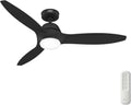 Hunter Fan 52 Inch Fresh Black Indoor/Outdoor Ceiling Fan with Lights and Remote Control for Farmhouse, Patio, Bedroom, Living Room, Office, Basement, Kitchen, Dining Room (Renewed)