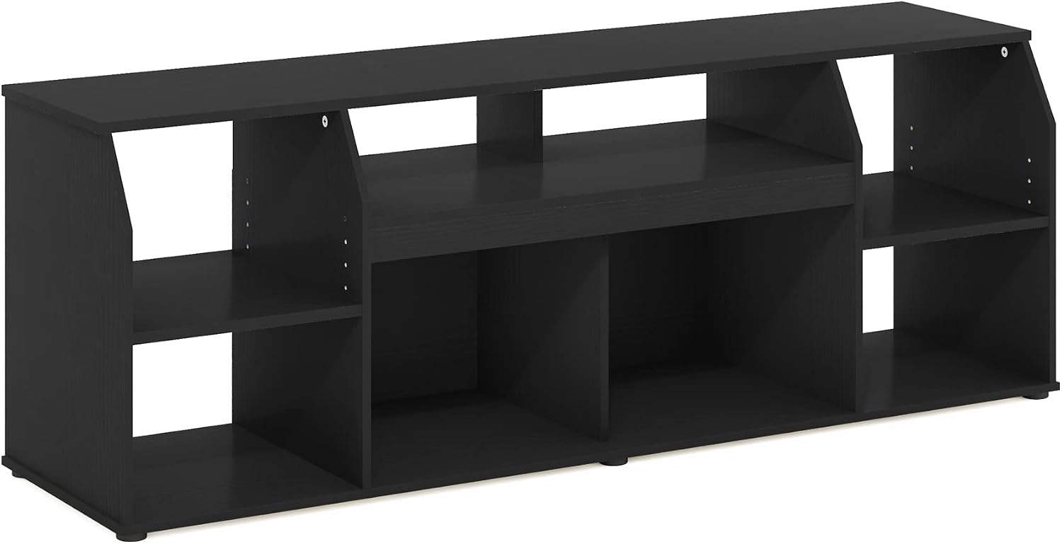 Furinno Jaya TV stand for up to 65 Inch TV, Gaming Enterteinment Center with LED Lights, Living Room Media Console Table, Americano