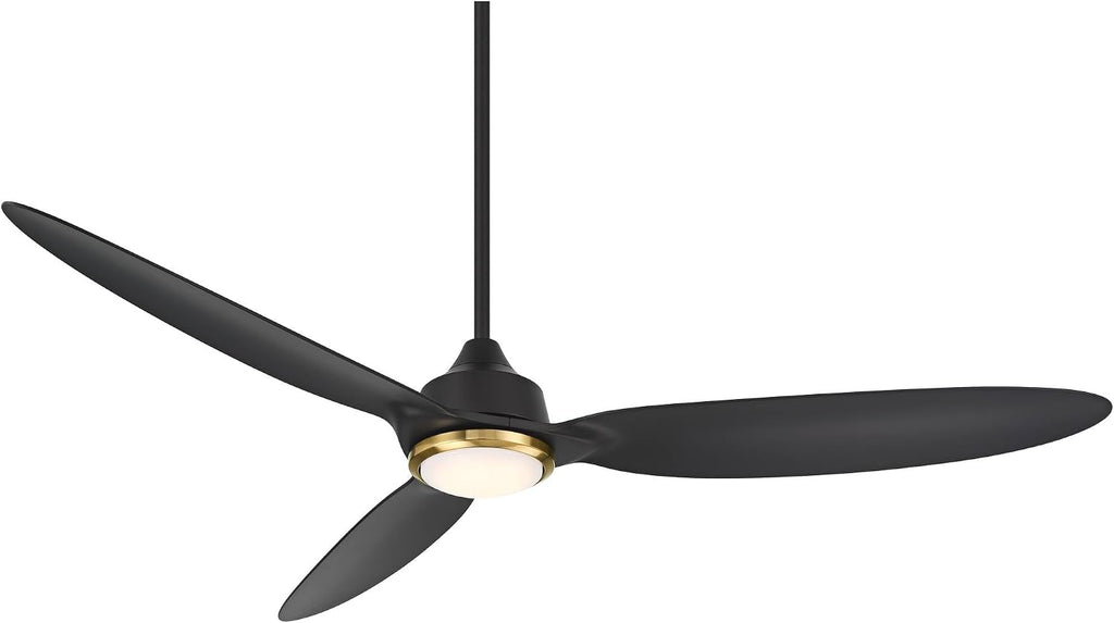 Casa Vieja 60' Revere Mid Century Modern Indoor Outdoor Ceiling Fan 3 Blade Customize LED Remote Control Matte Black Finish Blades Bedroom Patio Living Room Kitchen Damp Rated Decorative DC Motor