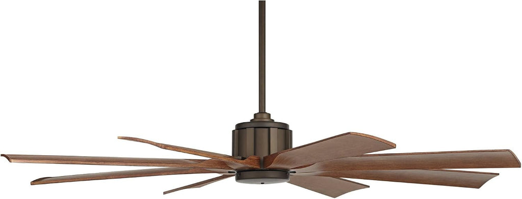 Possini Euro Design 60' Defender Industrial Rustic Farmhouse Outdoor Ceiling Fan with Remote Control Oil Rubbed Bronze Hand-Painted Koa Damp Rated for Patio Exterior House Home Porch Gazebo Garage