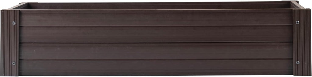 New Age Garden ECOFLEX Stackable Raised Garden Bed (2×4 ft), Open Bottom Composite Planter, Stackable, Non‑Toxic, Eco‑Friendly Walnut Finish